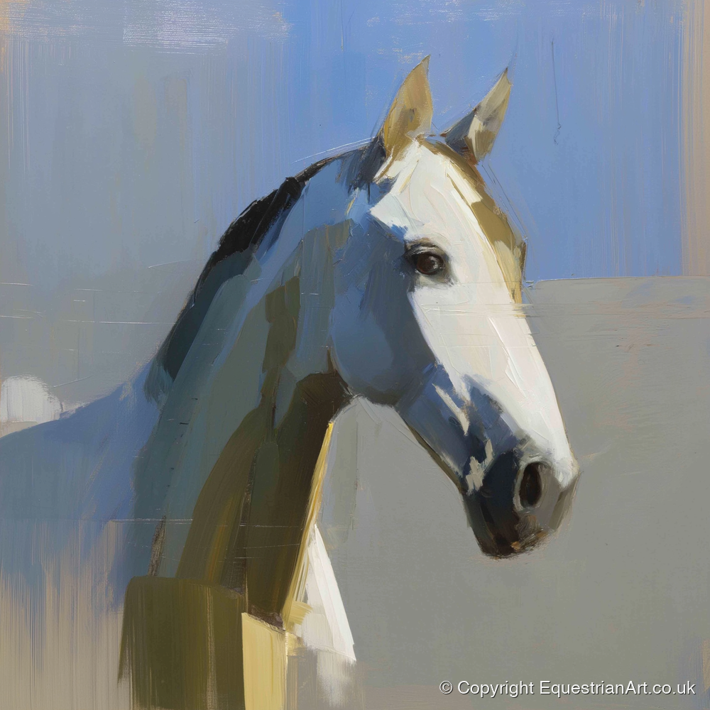 Sunlit Slate Grey - horse portrait art print and canvas by Elias Thorne A.I