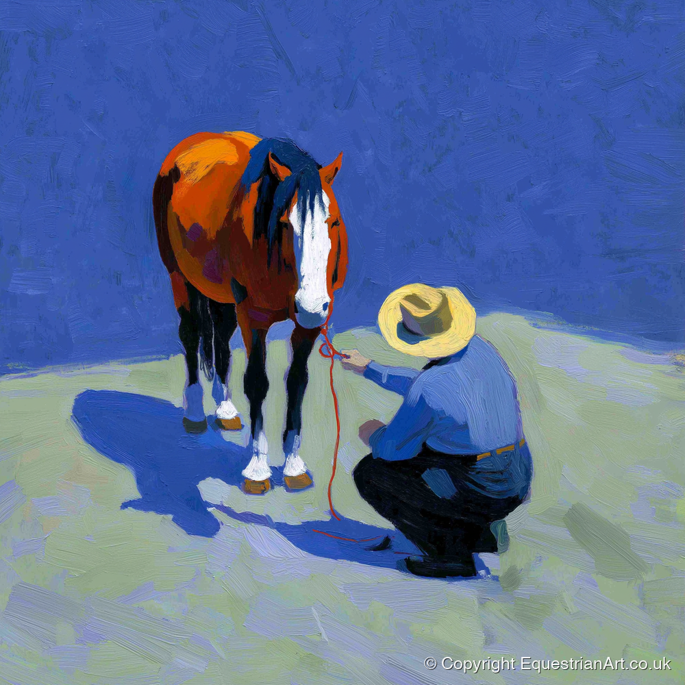 Sunlit Western Bond - western horse art print and canvas by Hugo Beckett A.I