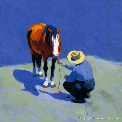 Sunlit Western Bond - western horse art print and canvas by Hugo Beckett A.I