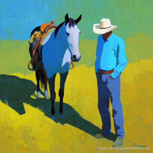 Sunlit Western Shadows - western horse art print and canvas by Daphne Morley A.I
