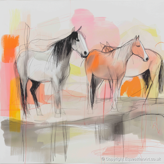 Sunset Harmony on the Plains - wild horses art print and canvas by Rosemary Haste A.I