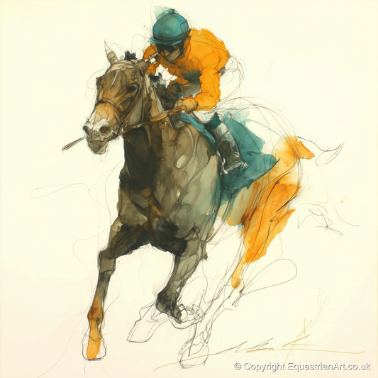 Surge of Colour - racing horse art print and canvas by Elliot Caldwell A.I
