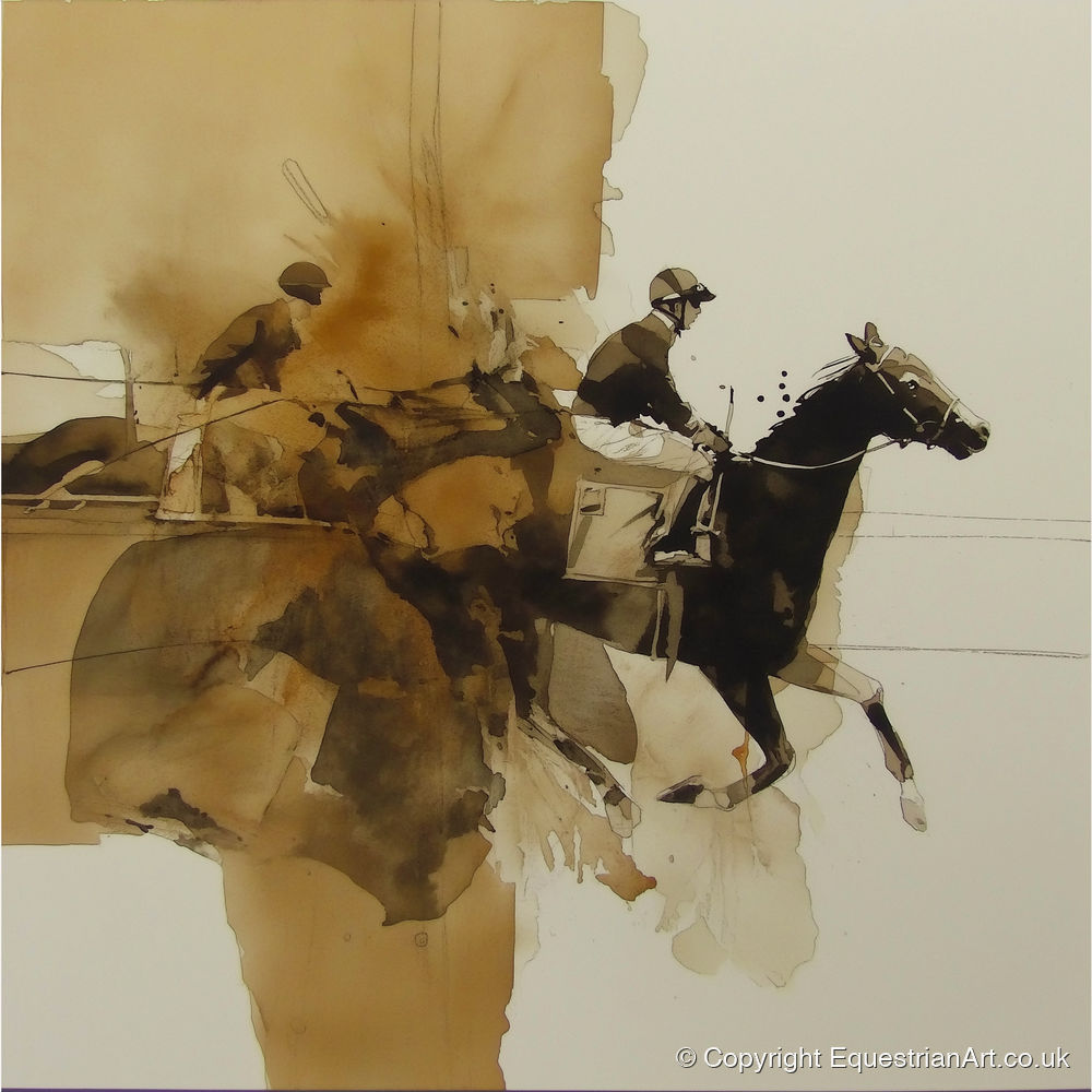Surge of Sepia - racing horse art print and canvas by Harrison Cole A.I