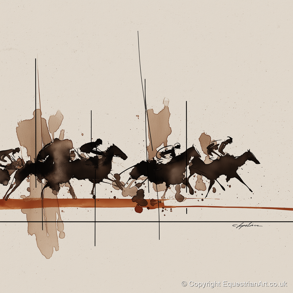 Surge to the Wire - racing horse art print and canvas by Julian Vance A.I