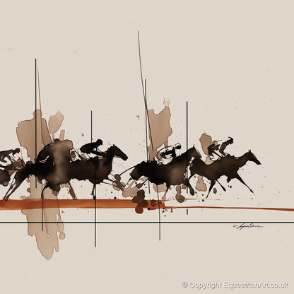 Surge to the Wire - racing horse art print and canvas by Julian Vance A.I