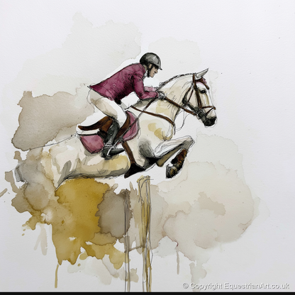 Suspended Elegance - show jumping horse art print and canvas by Edward Harrington A.I