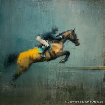 Suspended Energy - show jumping horse art print and canvas by Alaric Townsend A.I