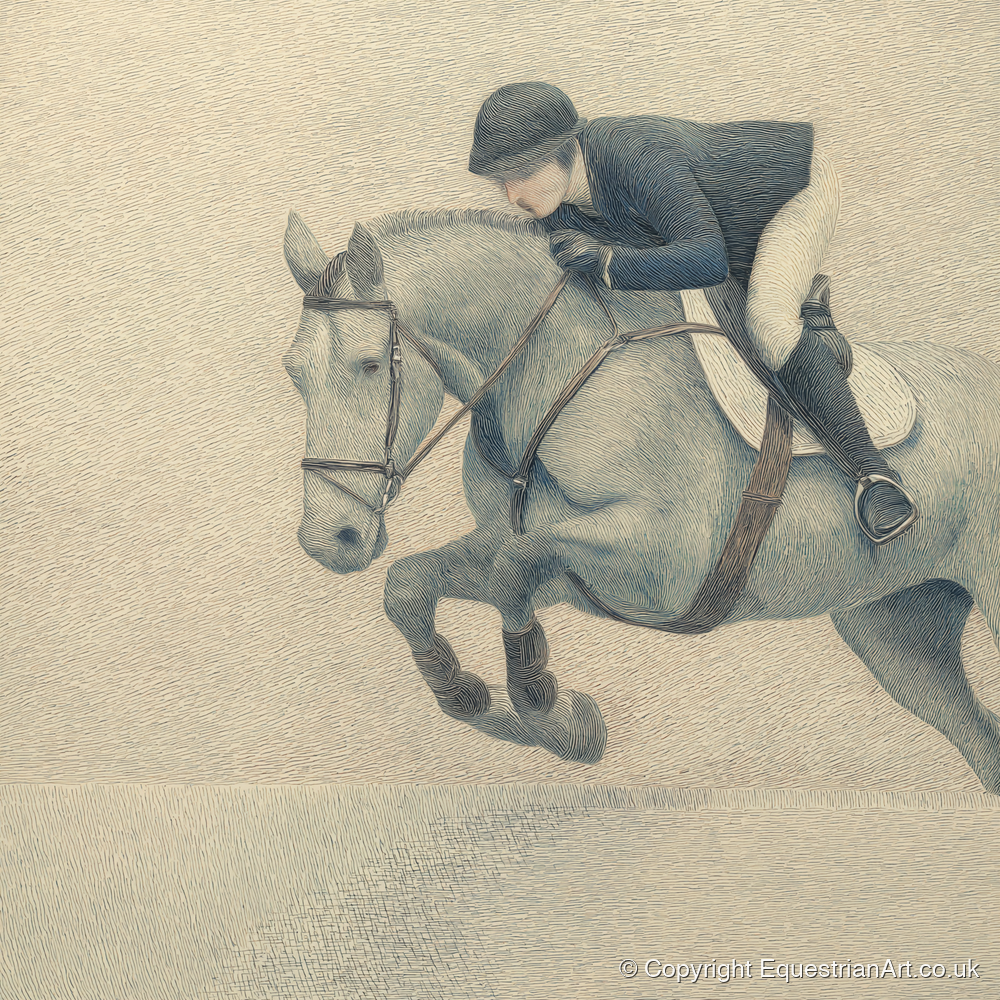 Suspended Flight - show jumping horse art print and canvas by Arthur Sterling A.I