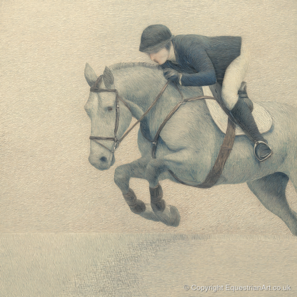 Suspended Flight - show jumping horse art print and canvas by Arthur Sterling A.I