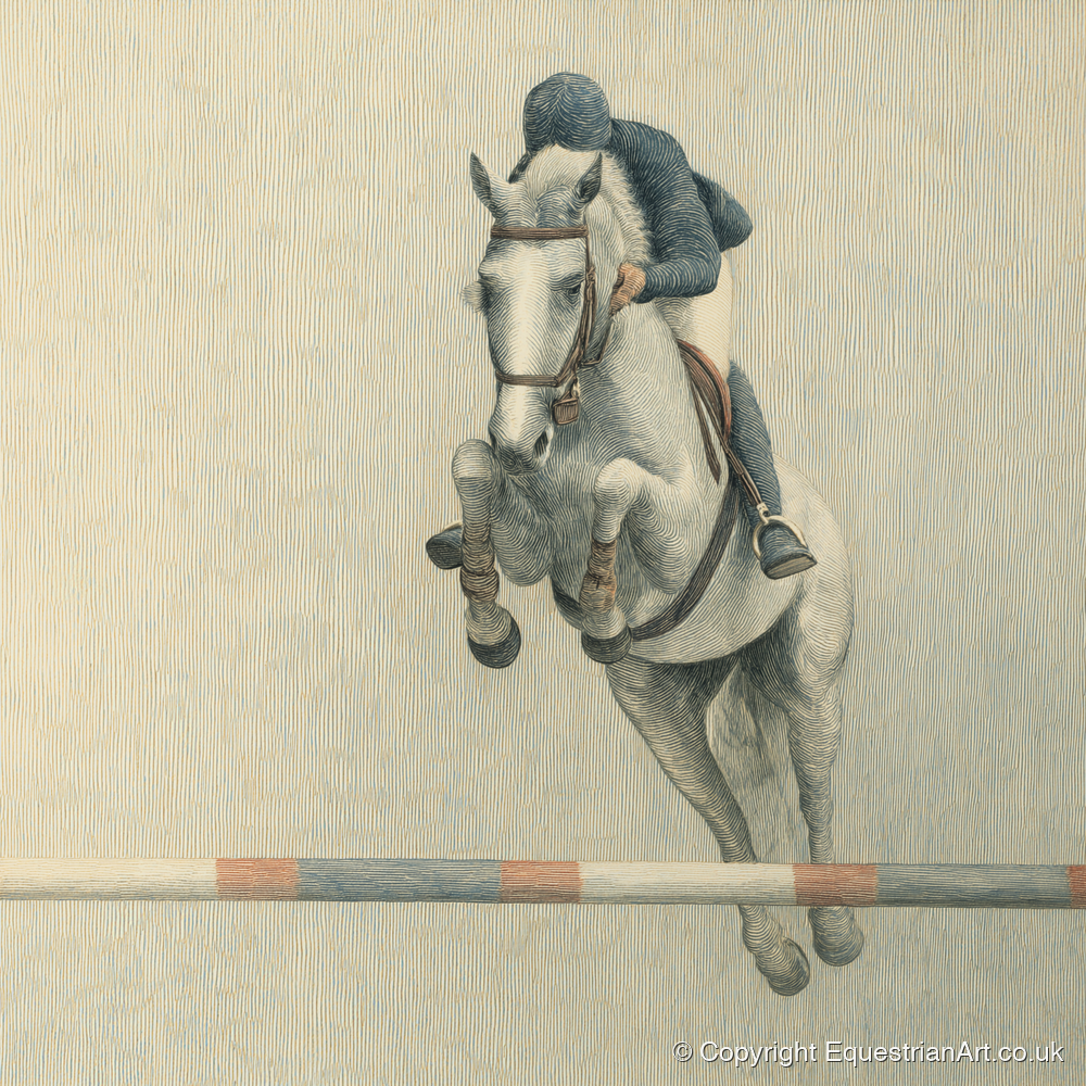 Suspended Flight - show jumping horse art print and canvas by Arthur Sterling A.I