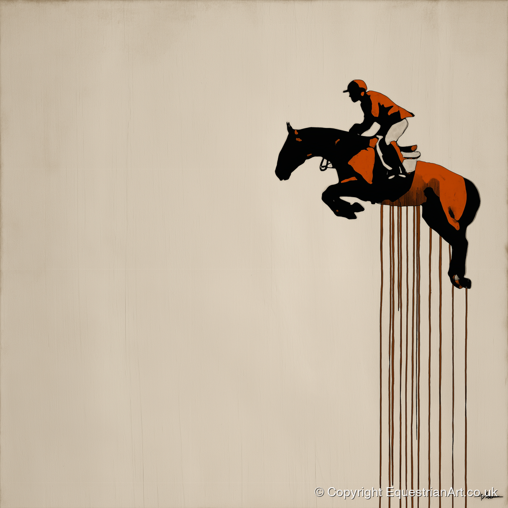 Suspended Flight - show jumping horse art print and canvas by Barnaby West A.I