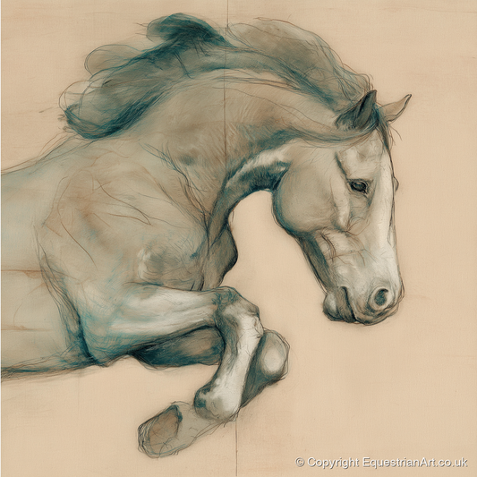 Suspended Grace - horse portrait art print and canvas by Clara Pemberton A.I