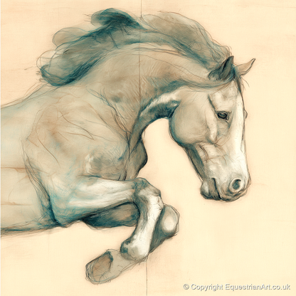 Suspended Grace - horse portrait art print and canvas by Clara Pemberton A.I
