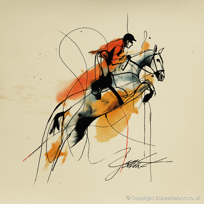 Suspended in Amber - show jumping horse art print and canvas by Edwin Carlisle A.I