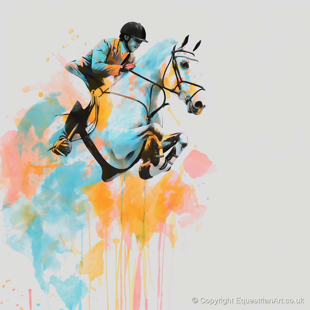 Suspended in Colour - show jumping horse art print and canvas by Gwendolyn Hurst A.I