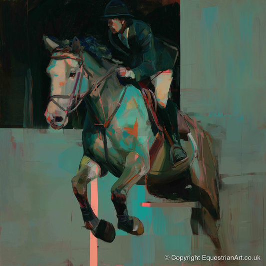 Suspended in Colour - show jumping horse art print and canvas by Quentin Hart A.I