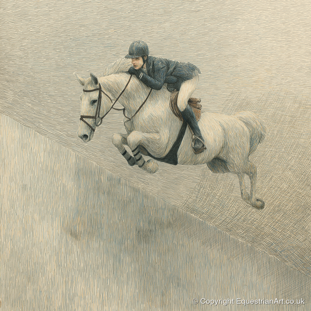 Suspended in Flight - show jumping horse art print and canvas by Arthur Sterling A.I