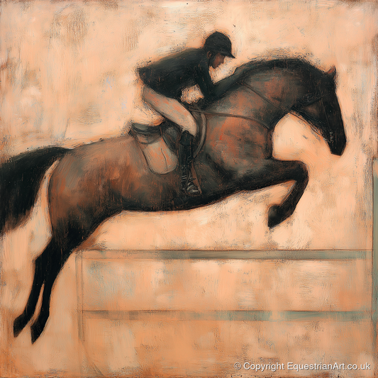 Suspended in Flight - show jumping horse art print and canvas by Arabella Knight A.I