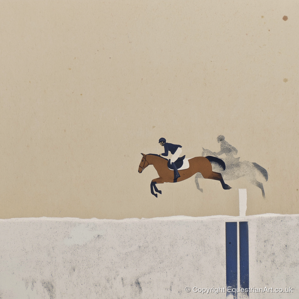 Suspended in Flight - show jumping horse art print and canvas by Phillip Marbury A.I