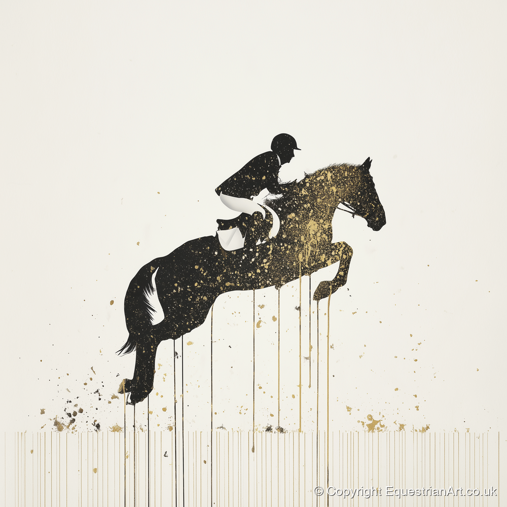 Suspended in Gold - show jumping horse art print and canvas by Nolan Atherton A.I