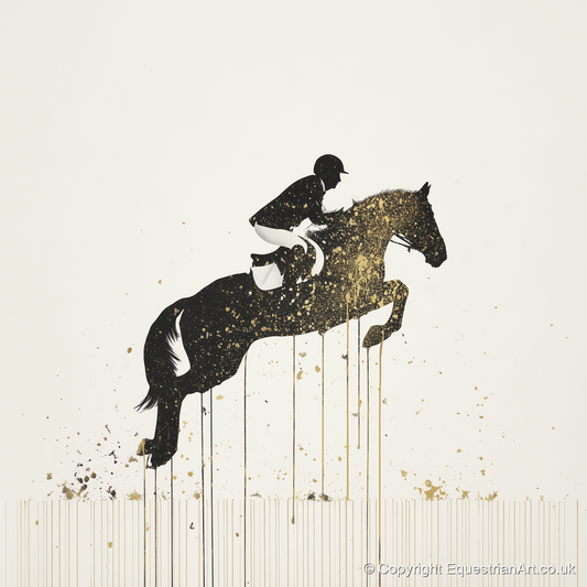 Suspended in Gold - show jumping horse art print and canvas by Nolan Atherton A.I