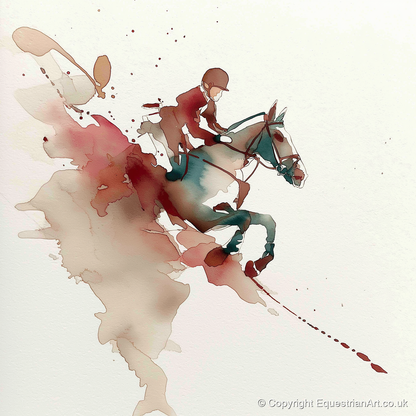 Suspended Momentum - show jumping horse art print and canvas by Theodore Grant A.I