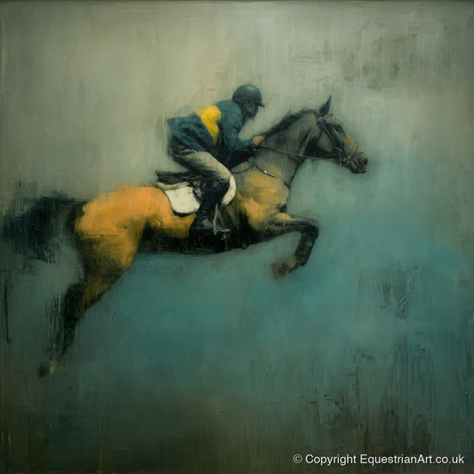 Suspended Momentum - show jumping horse art print and canvas by Alaric Townsend A.I