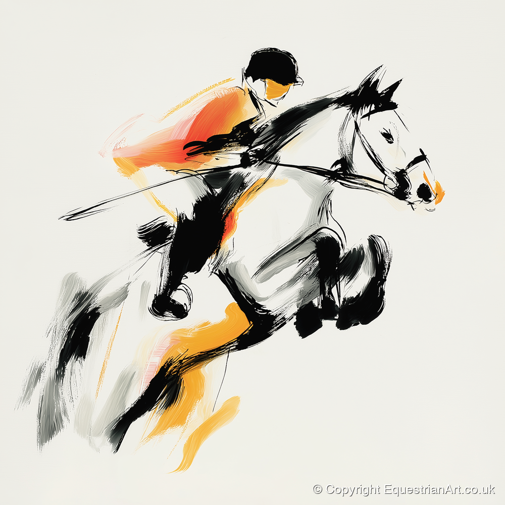 Suspended Momentum - show jumping horse art print and canvas by Verity Ainsworth A.I