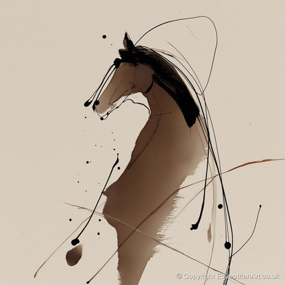 Sweeping Ink Portrait - horse portrait art print and canvas by Julian Vance A.I