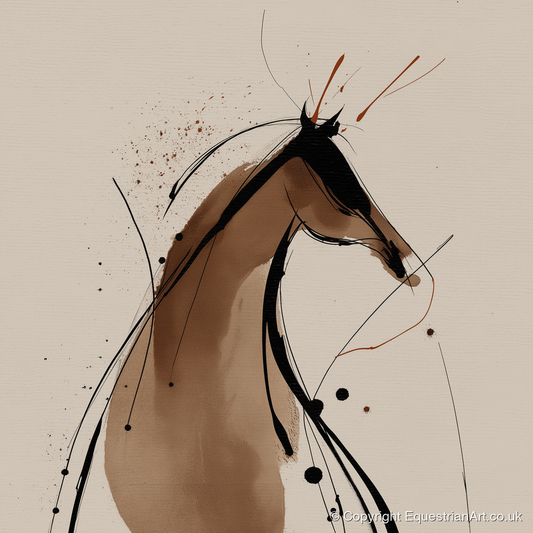 Sweeping Ink Silhouette - horse portrait art print and canvas by Julian Vance A.I