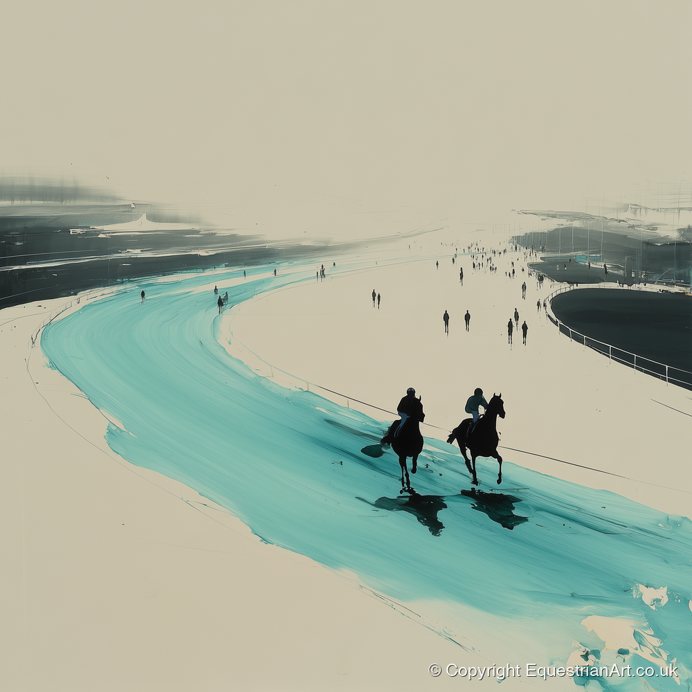 Sweeping the Bend - racing horse art print and canvas by Callum Ross A.I