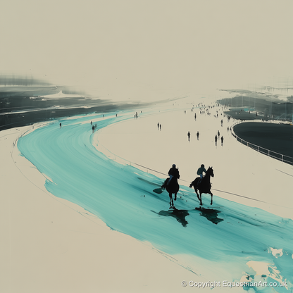 Sweeping the Bend - racing horse art print and canvas by Callum Ross A.I