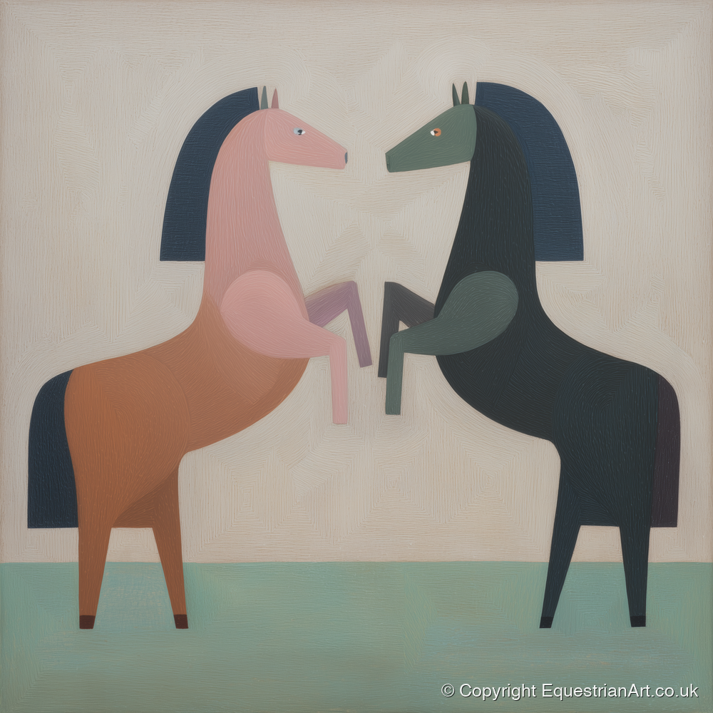Symmetrical Equine Balance - wild horses art print and canvas by Wallace Bingham A.I
