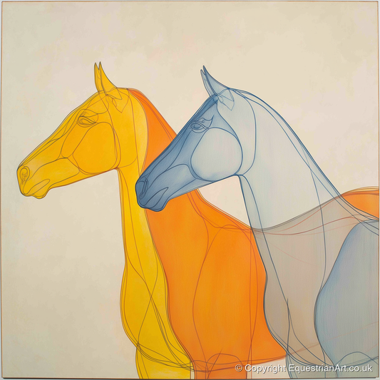 Synchronised Racing Profiles - racing horse art print and canvas by Cordelia Stanhope A.I