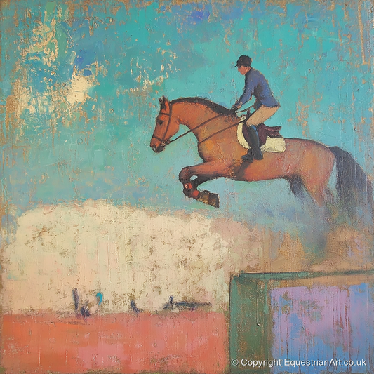 Taking Flight - show jumping horse art print and canvas by Benedict Croft A.I