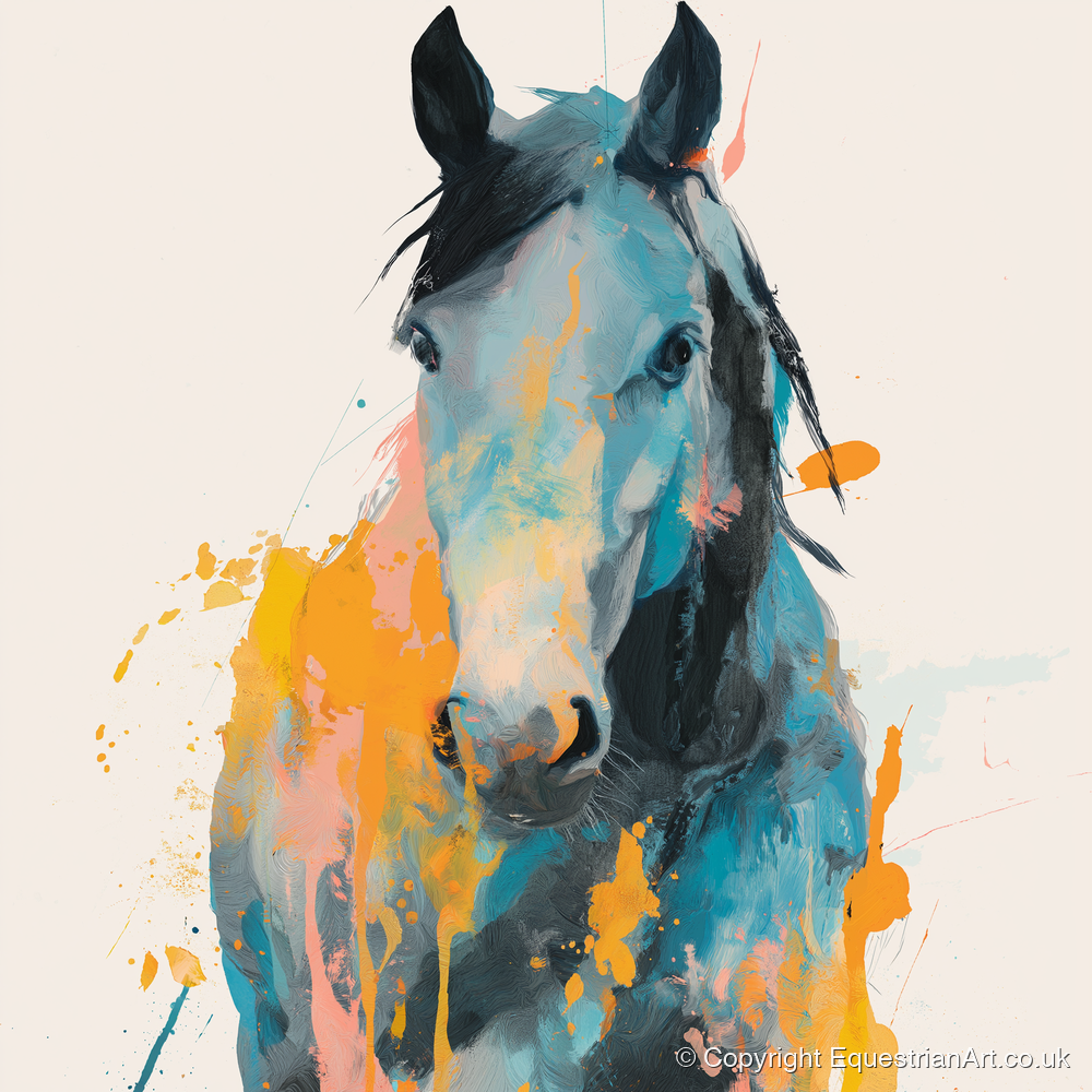 Teal and Amber Gaze - horse portrait art print and canvas by Gwendolyn Hurst A.I
