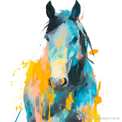 Teal and Amber Gaze - horse portrait art print and canvas by Gwendolyn Hurst A.I