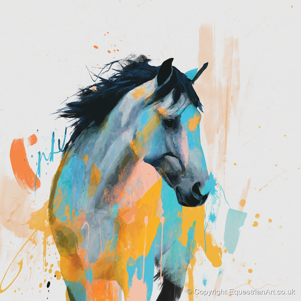 Teal and Amber Splendour - horse portrait art print and canvas by Gwendolyn Hurst A.I