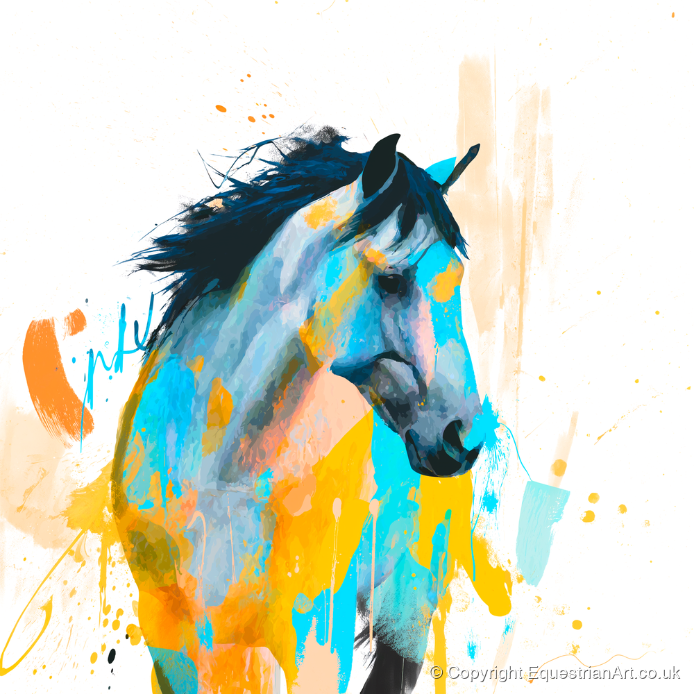 Teal and Amber Splendour - horse portrait art print and canvas by Gwendolyn Hurst A.I