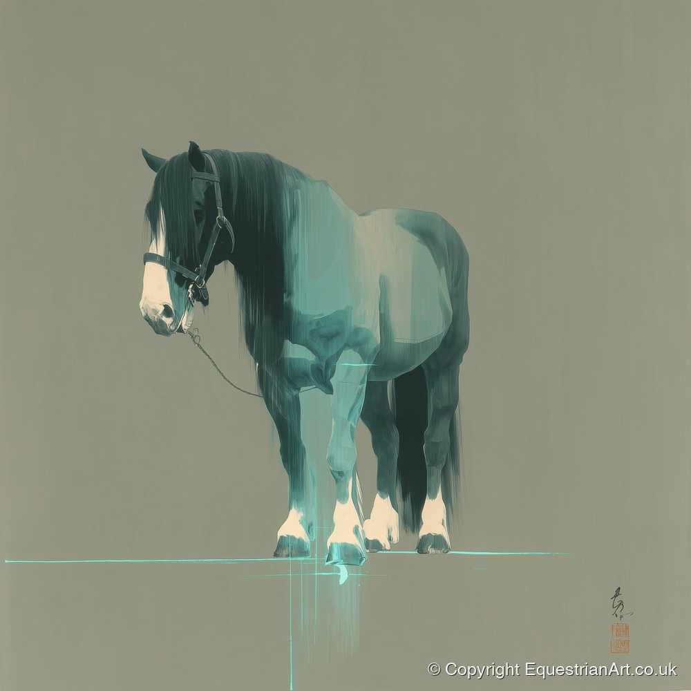 Teal Draught Silhouette - horse breed art print and canvas by Callum Ross A.I