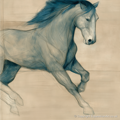 Teal Equine Study - horse portrait art print and canvas by Clara Pemberton A.I