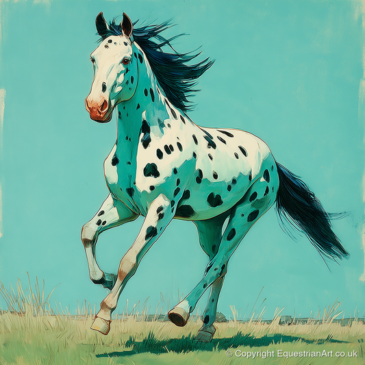 Teal Leopard Appaloosa - horse breed art print and canvas by Declan Foley A.I