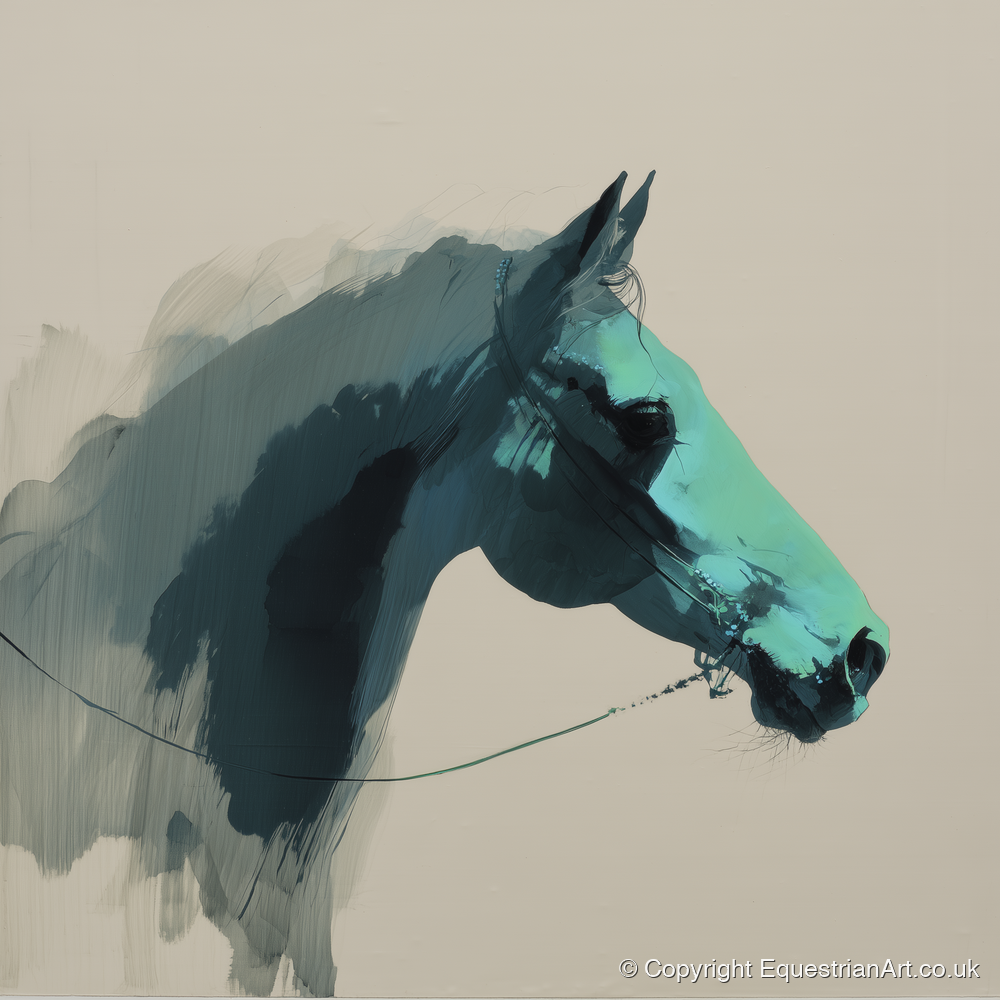 Teal Shadow Profile - horse portrait art print and canvas by Callum Ross A.I