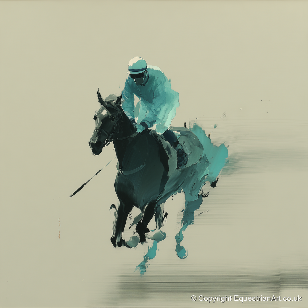 Teal Velocity - racing horse art print and canvas by Callum Ross A.I