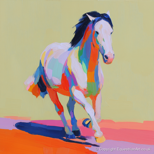 Technicolour Canter - horse breed art print and canvas by Desmond Locke A.I