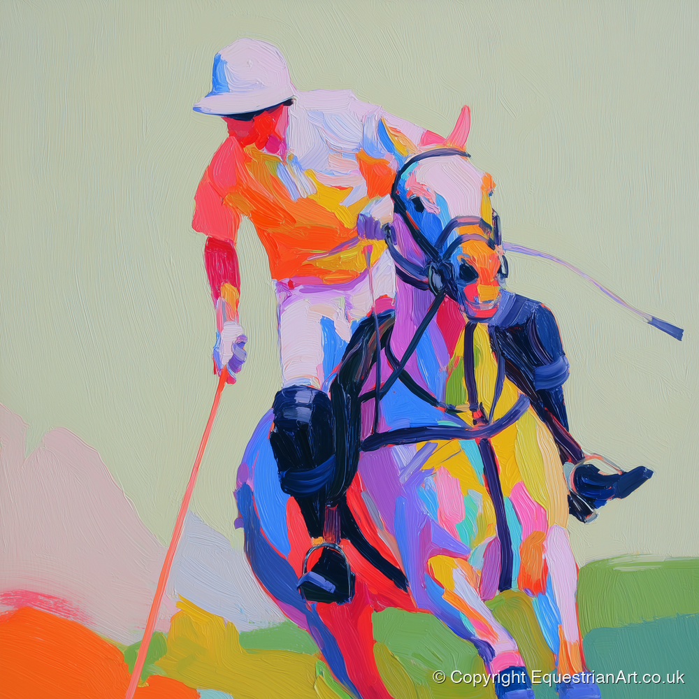 Technicolour Drive - polo horse art print and canvas by Desmond Locke A.I