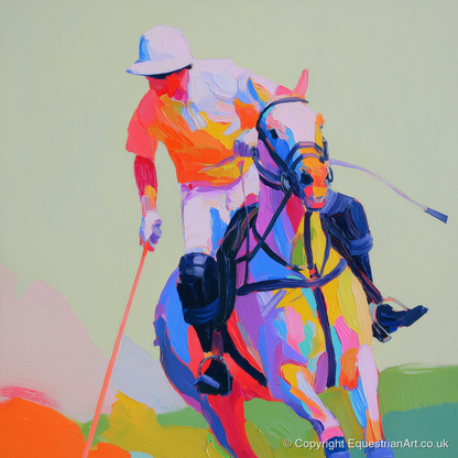 Technicolour Drive - polo horse art print and canvas by Desmond Locke A.I