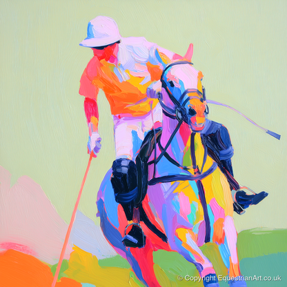 Technicolour Drive - polo horse art print and canvas by Desmond Locke A.I