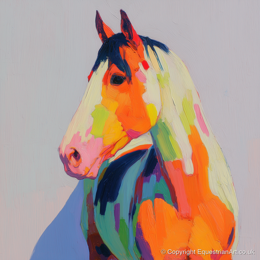 Technicolour Equine Profile - horse breed art print and canvas by Desmond Locke A.I