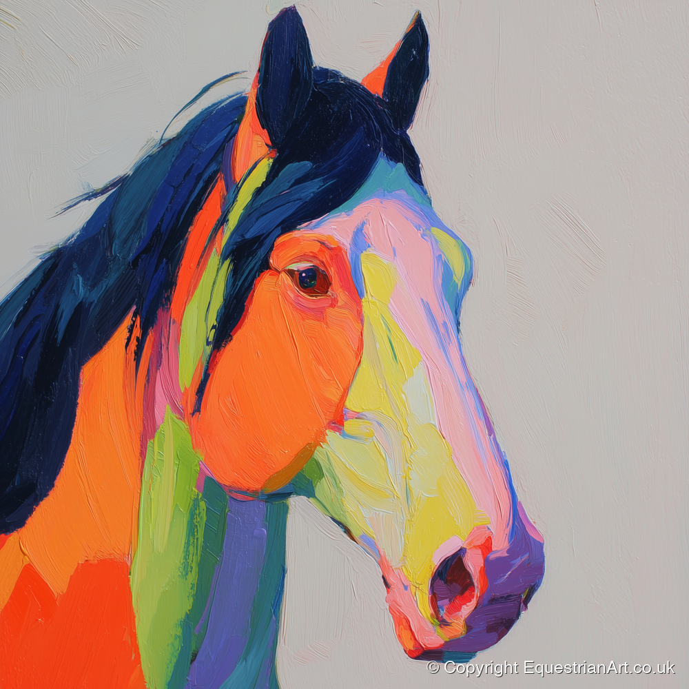 Technicolour Equine Profile - horse portrait art print and canvas by Desmond Locke A.I